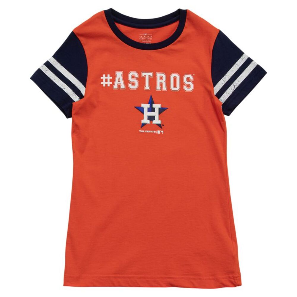 MLB Houston Astros Girls Short Sleeve T-Shirt in Orange/Blue, XL